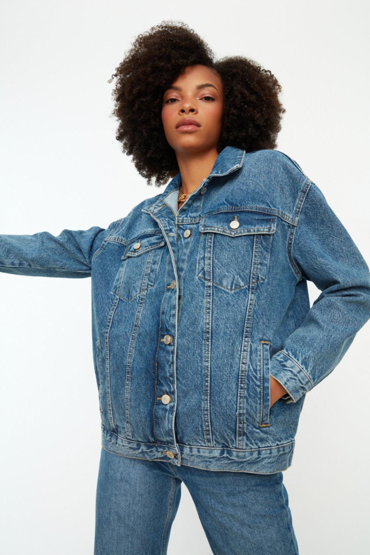 Blue Oversize Jacket, Blue, medium