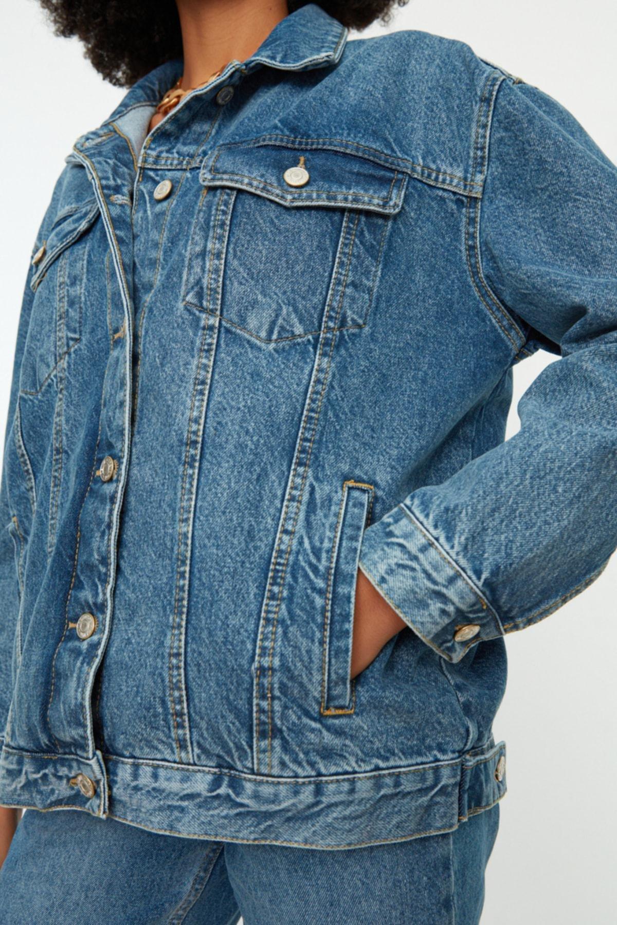 Blue Oversize Jacket, , large image number 4