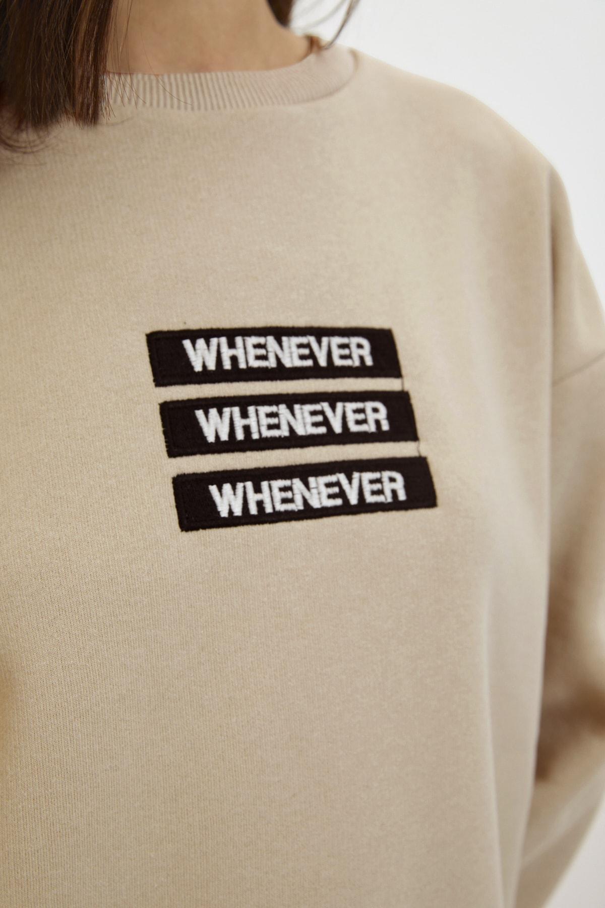 Beige Printed Crew Neck Sweatshirt, , large image number 4