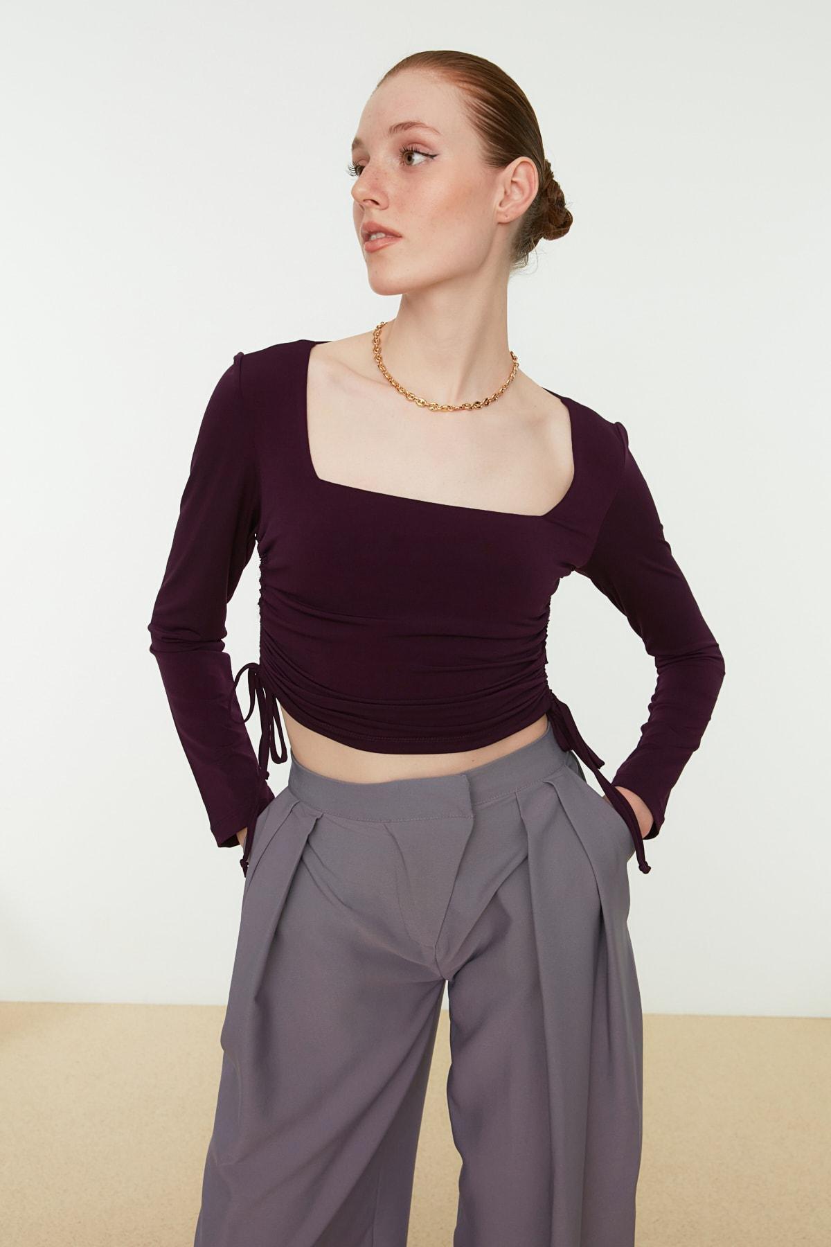 Purple Fitted Blouse, , large image number 0