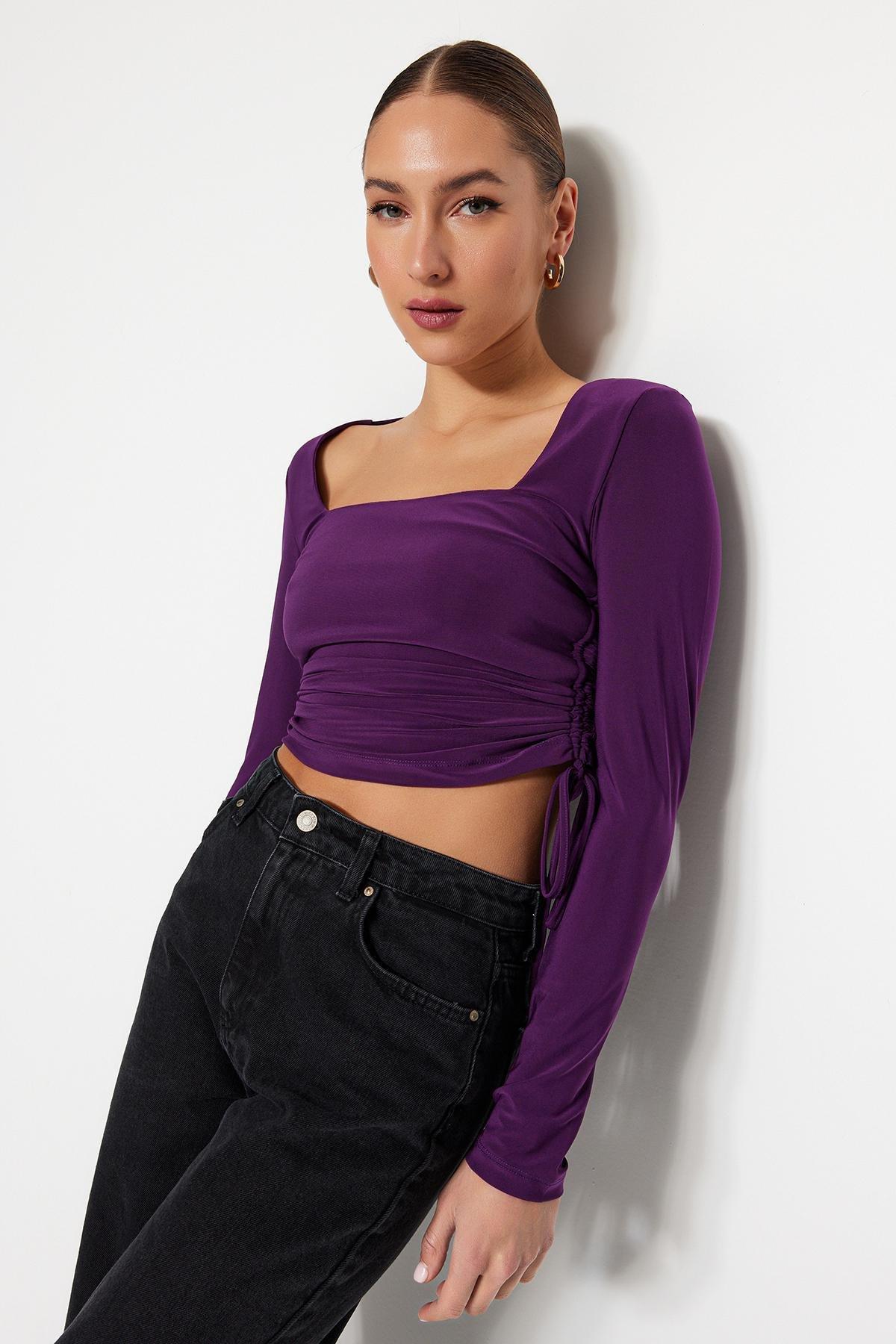 Purple Fitted Blouse, , large image number 1