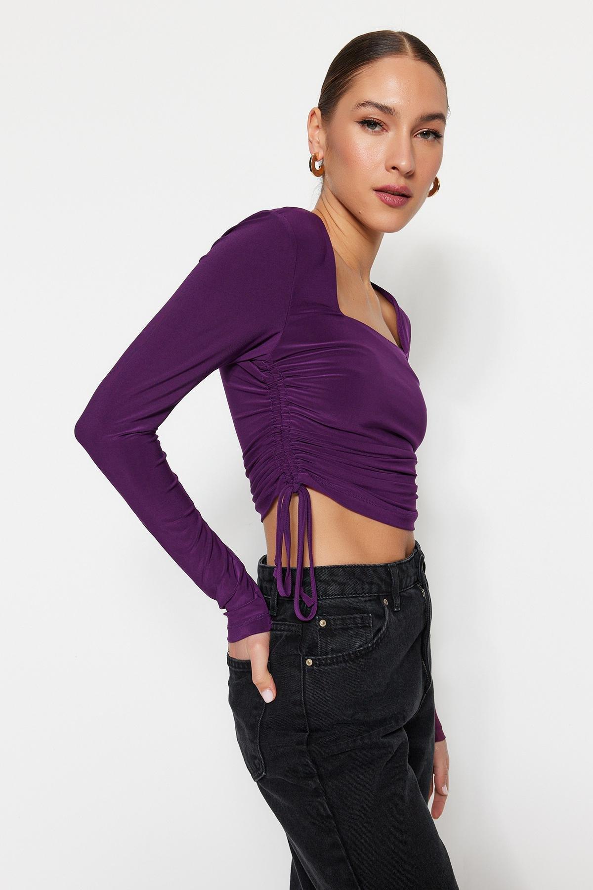 Purple Fitted Blouse, , large image number 2