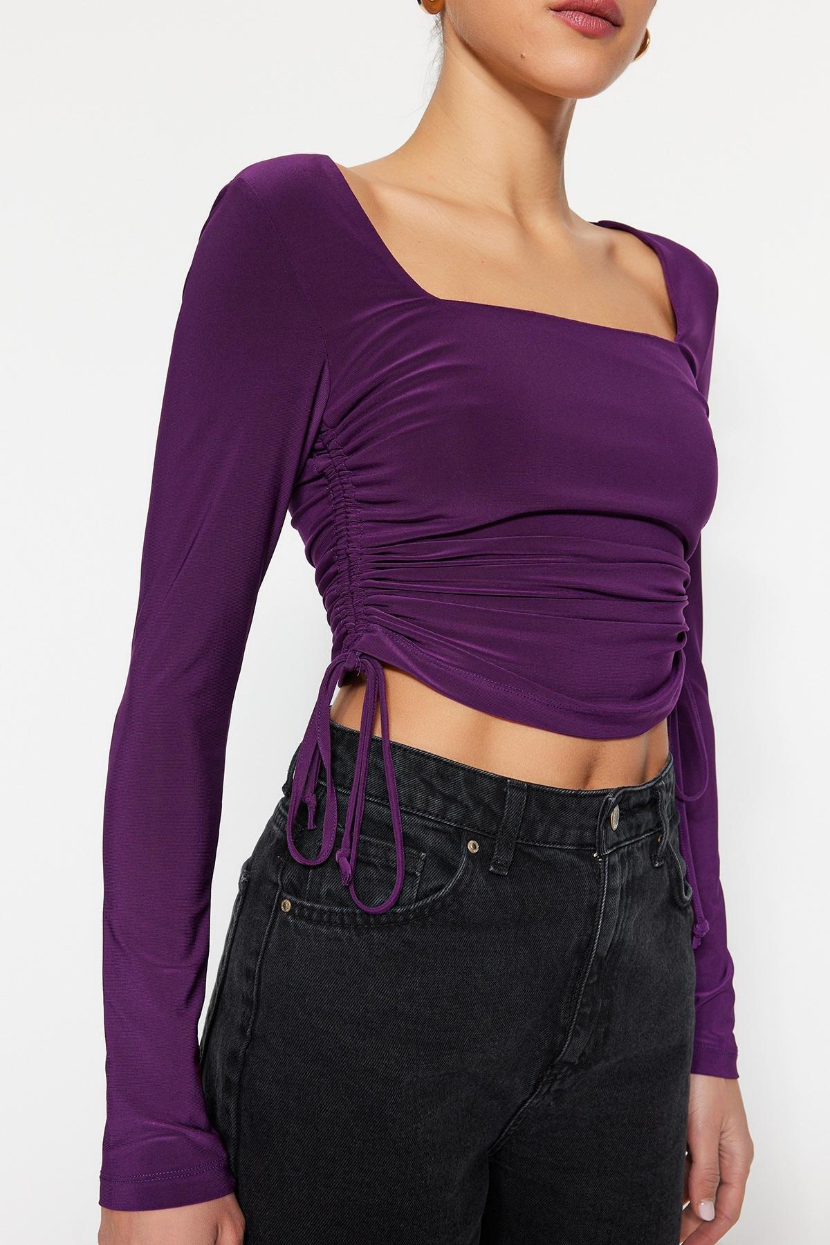 Purple Fitted Blouse, , large image number 4
