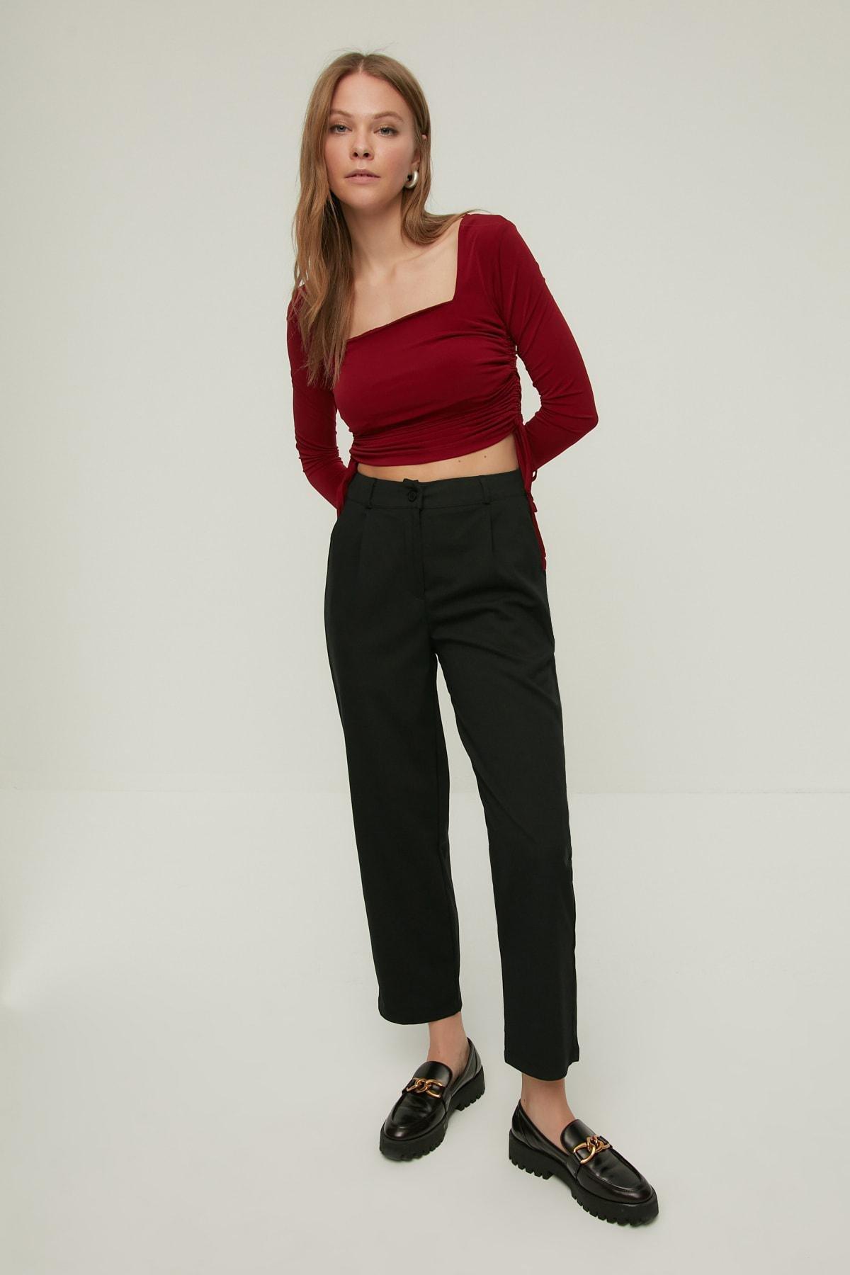 Burgundy Slim Blouse, Burgundy, medium