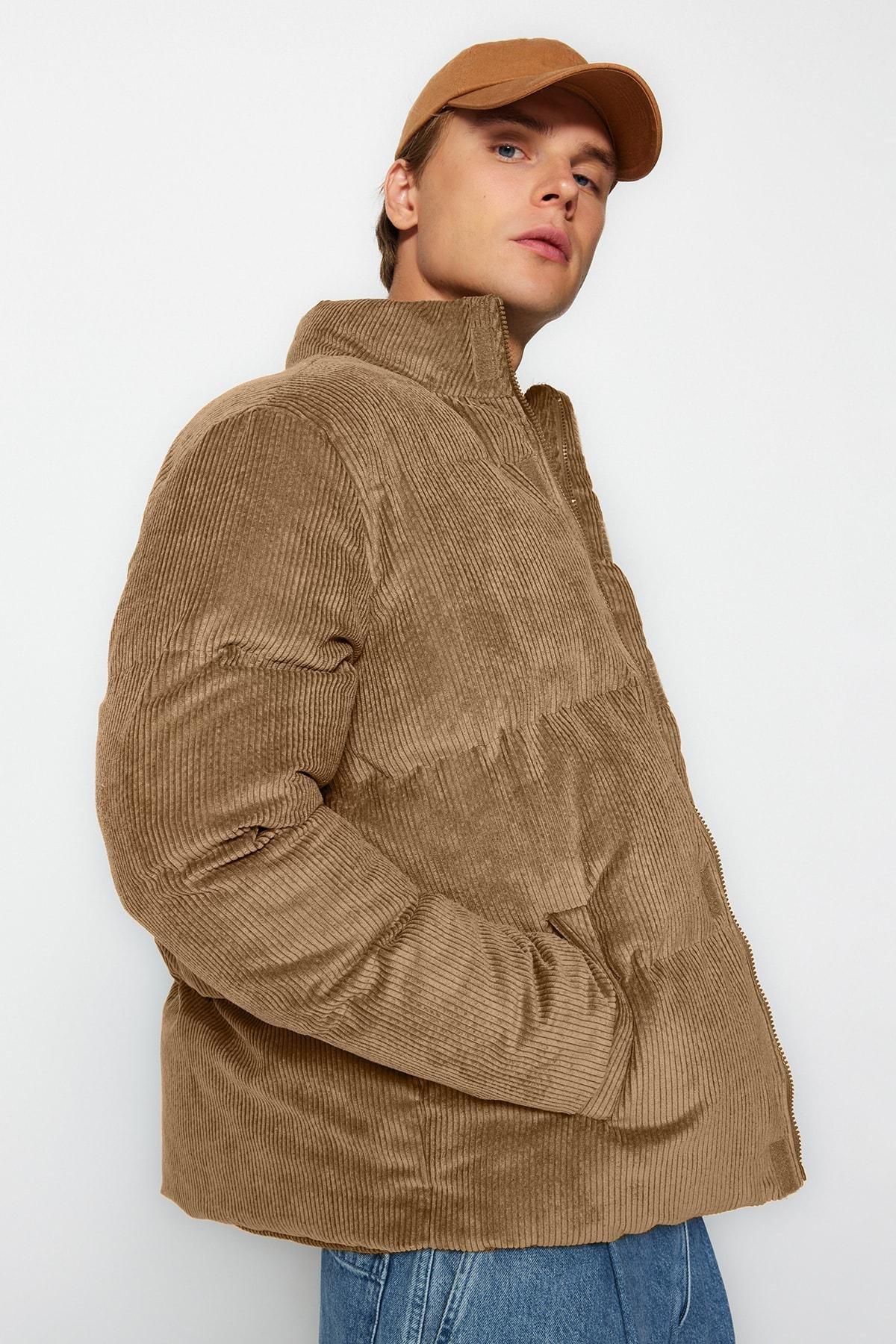 Brown Corduroy Down Jacket, Brown, medium