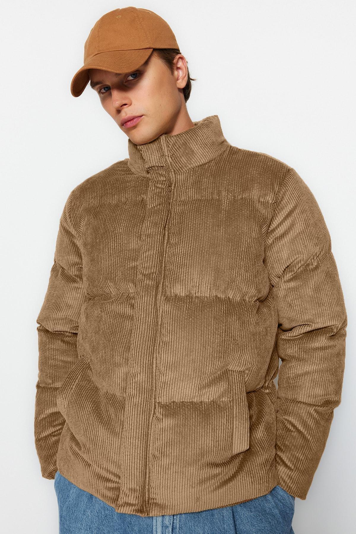Brown Corduroy Down Jacket, , large image number 3