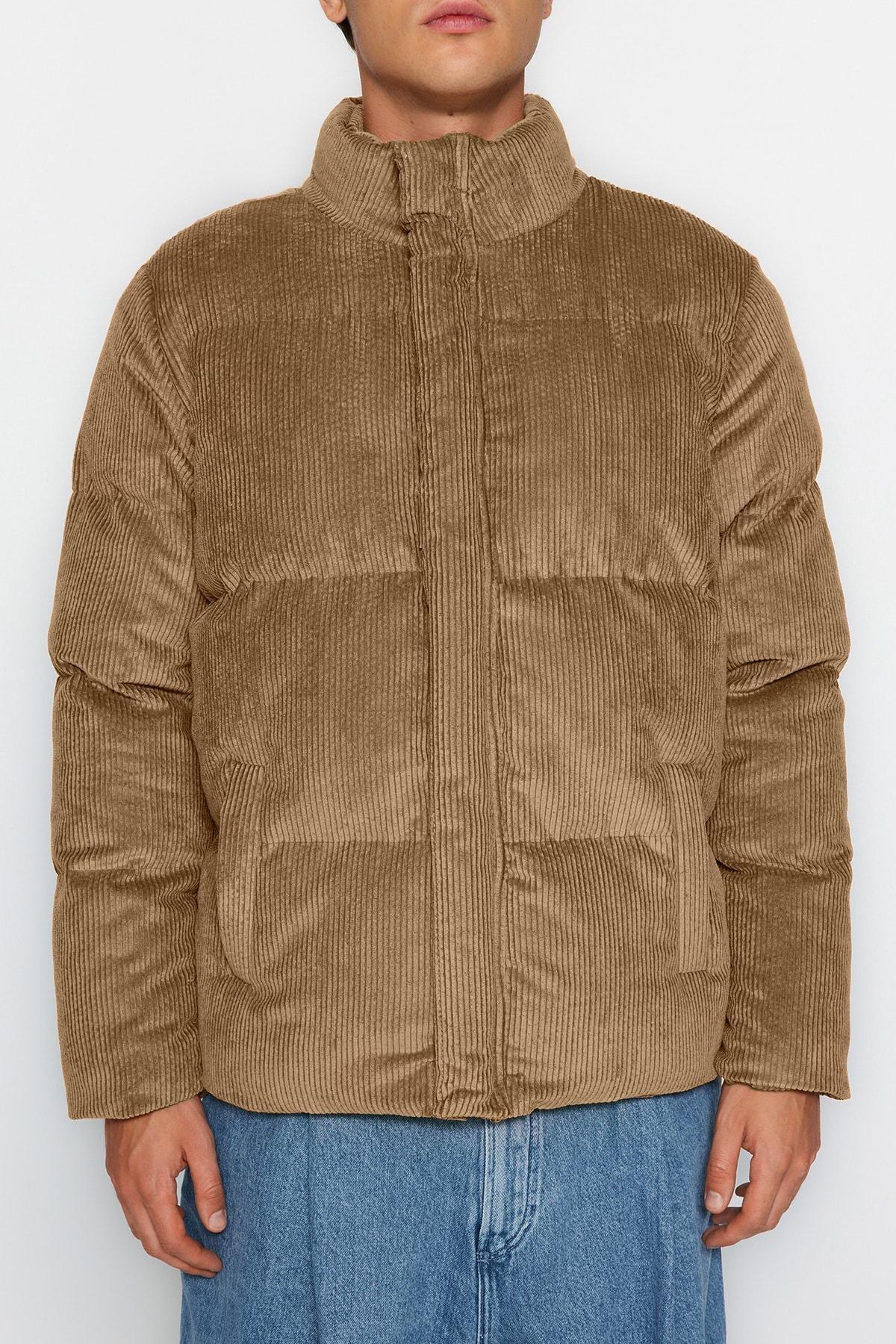 Brown Corduroy Down Jacket, , large image number 4