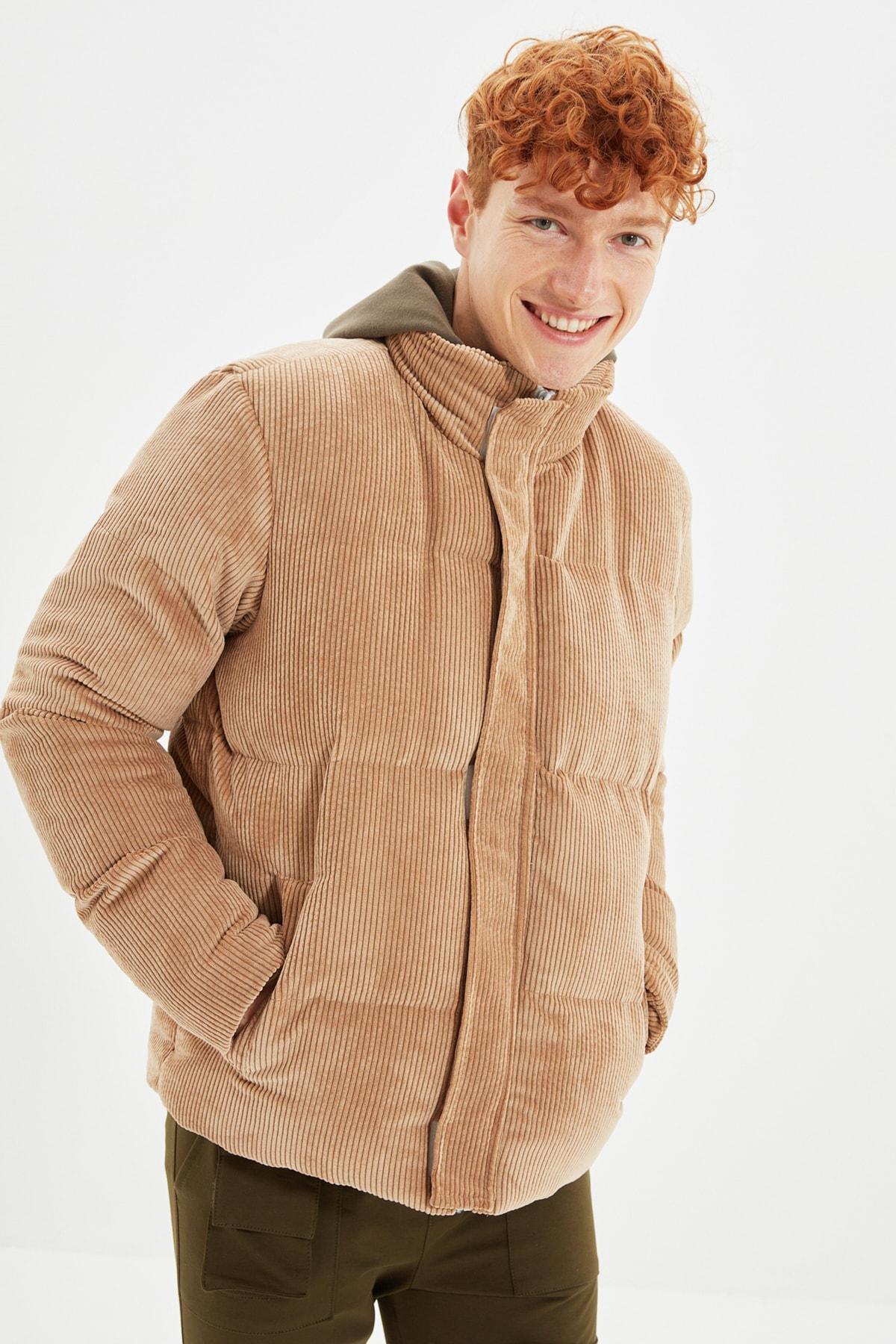 Brown Corduroy Down Jacket, , large image number 6