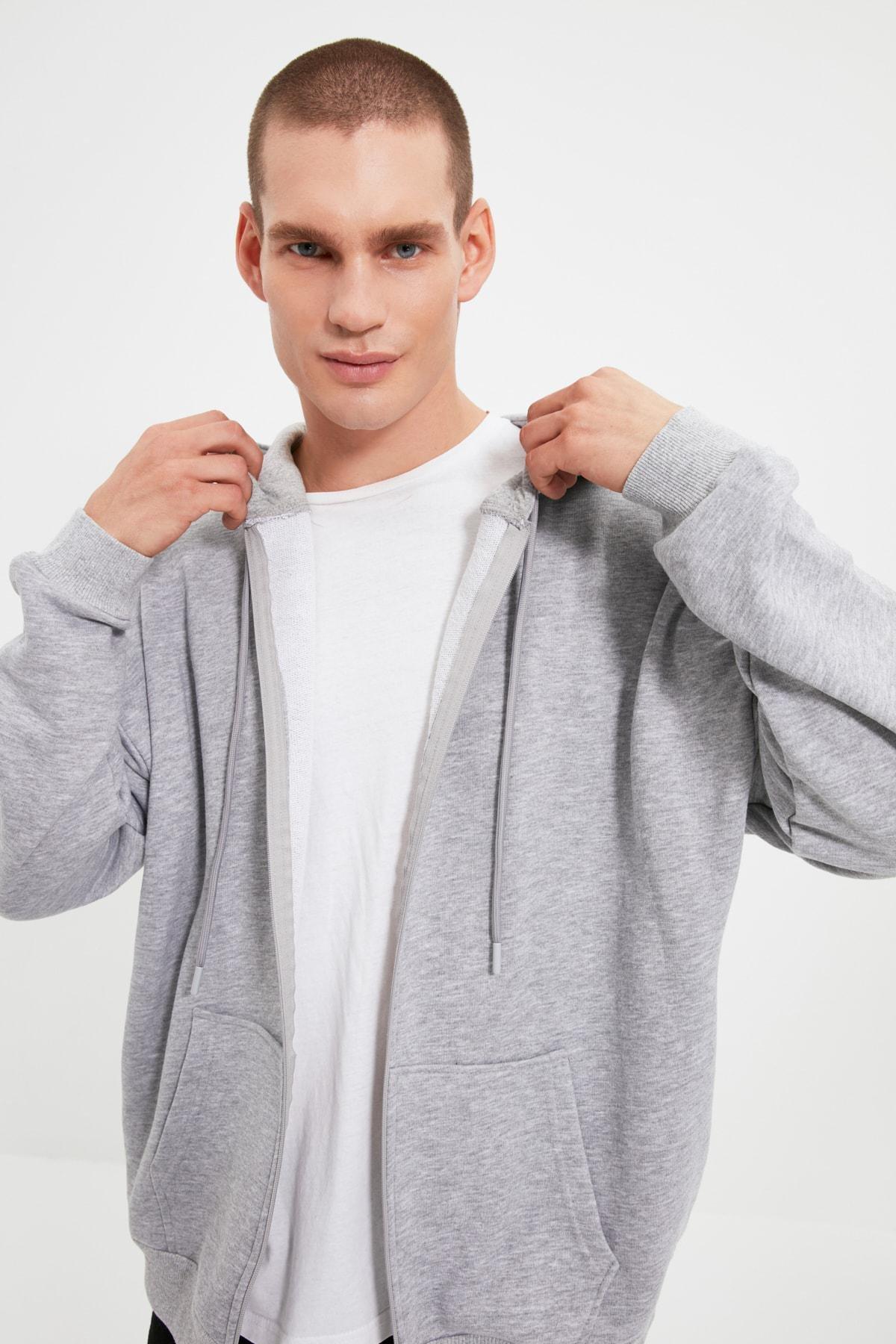 Grey Oversize Hooded Sweatshirt, Gray, large image number 0