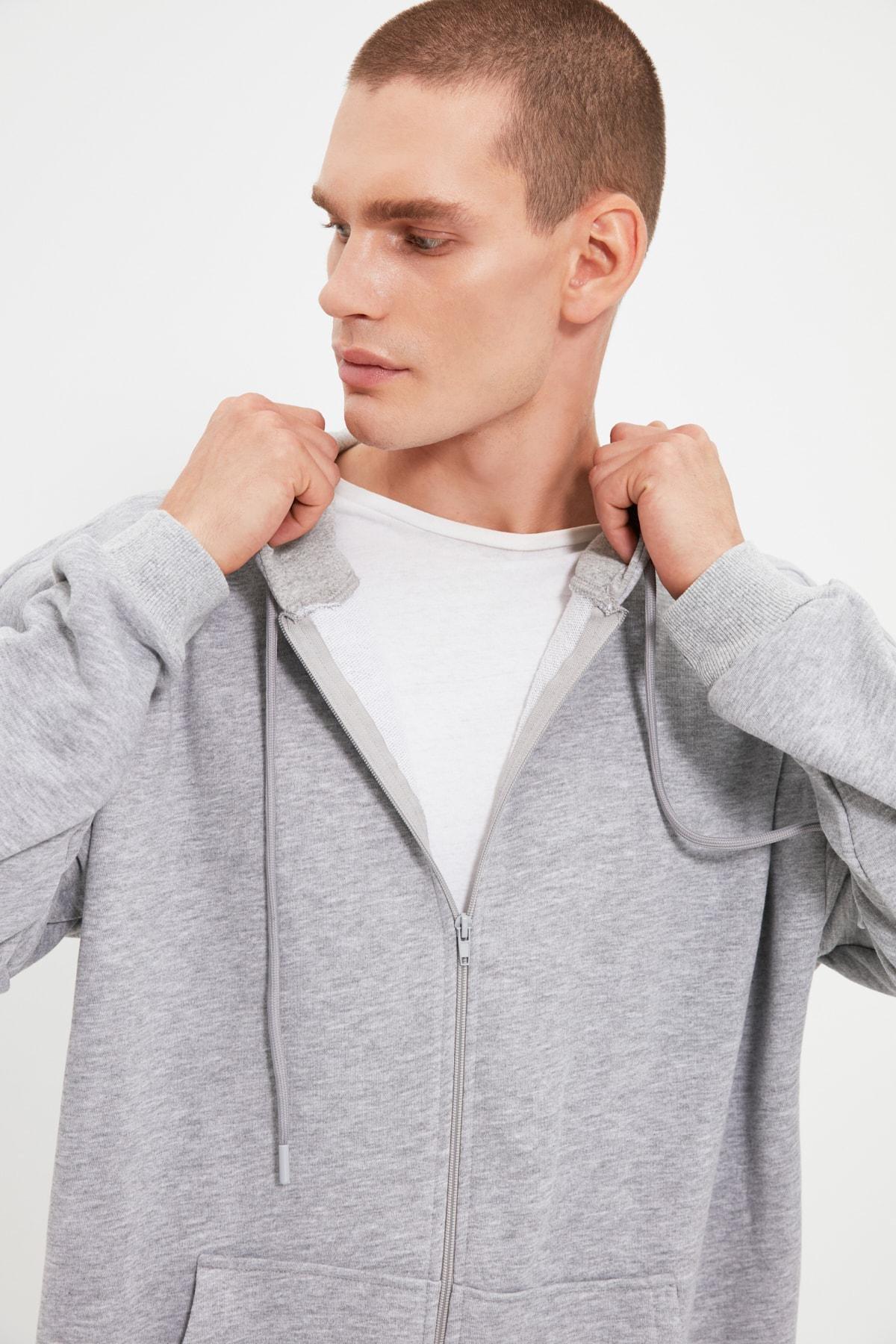 Grey Oversize Hooded Sweatshirt, Gray, large image number 2