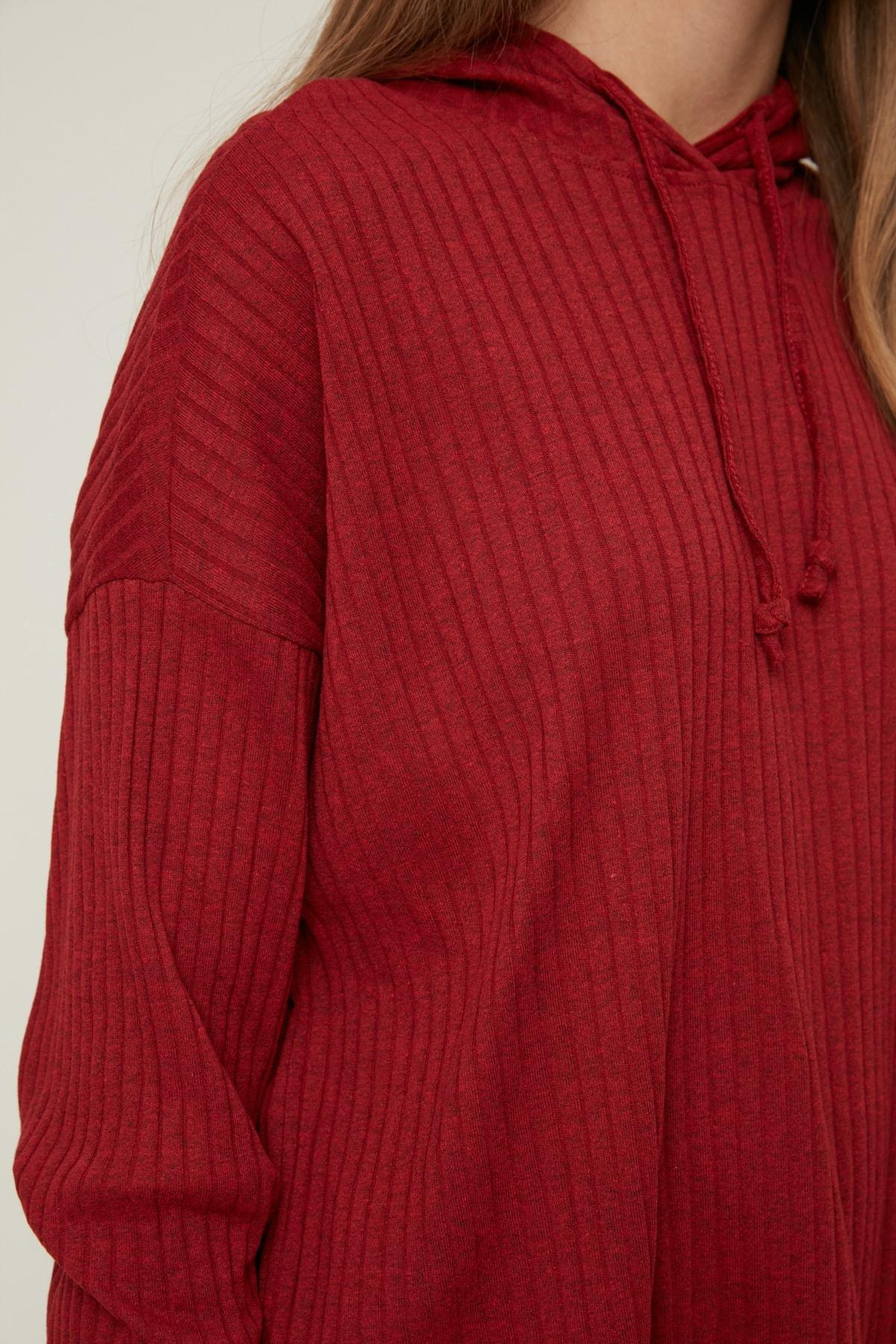 Burgundy Hooded Pajama Co-Ord Set, , large image number 2