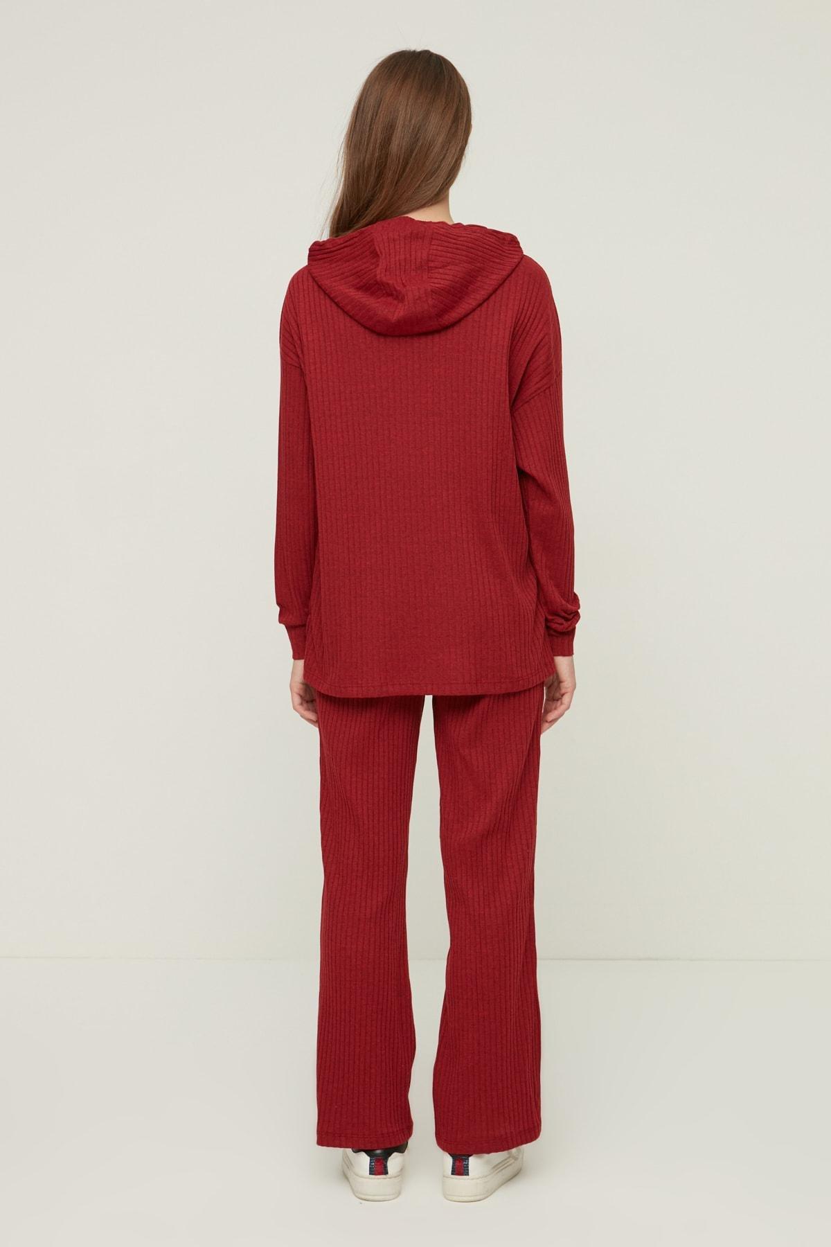 Burgundy Hooded Pajama Co-Ord Set, , large image number 3