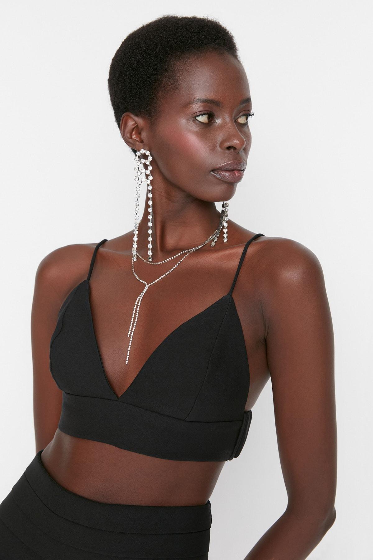 Black Plain Crop Top, , large image number 0
