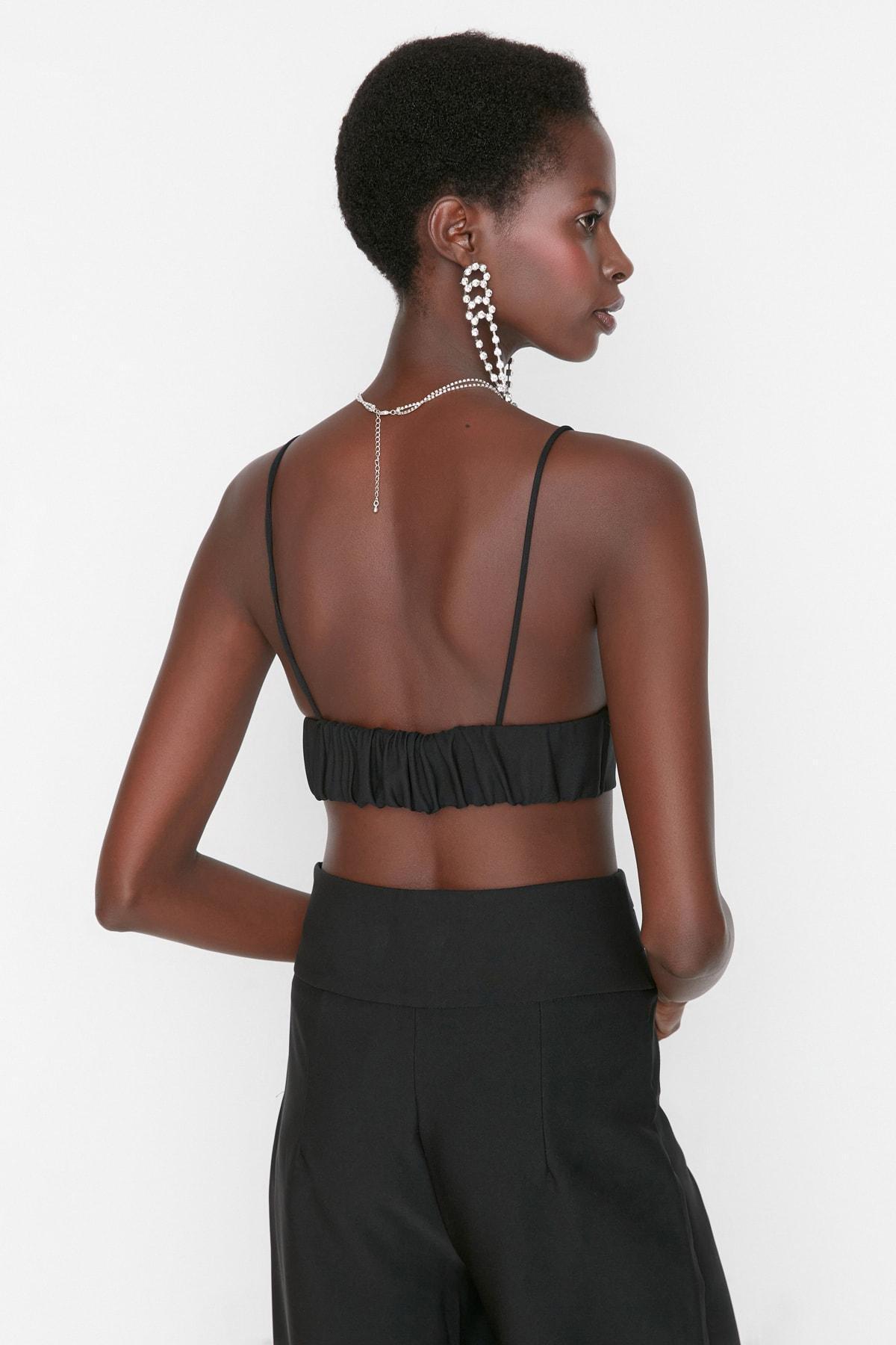 Black Plain Crop Top, , large image number 4