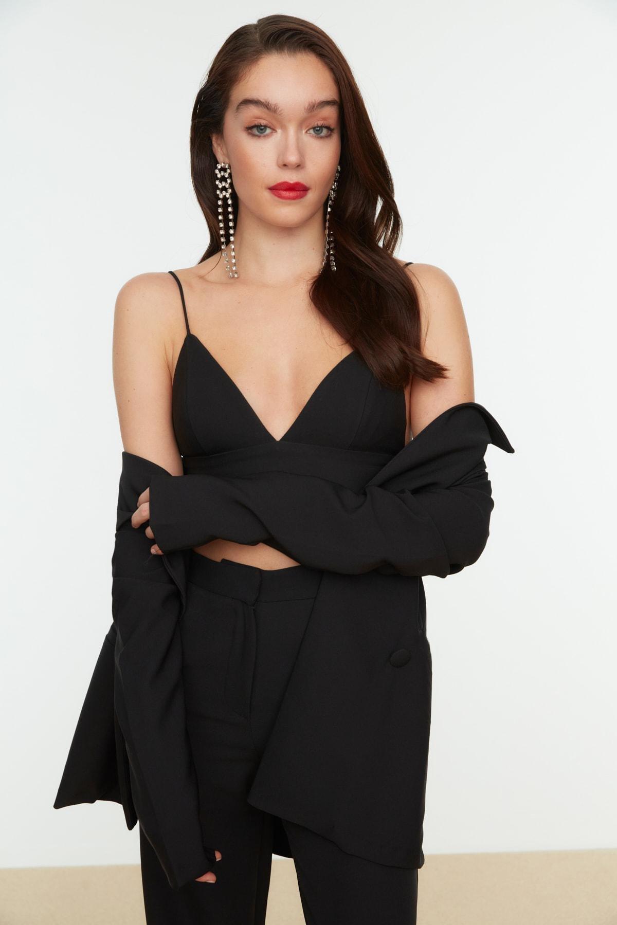 Black Plain Crop Top, , large image number 7