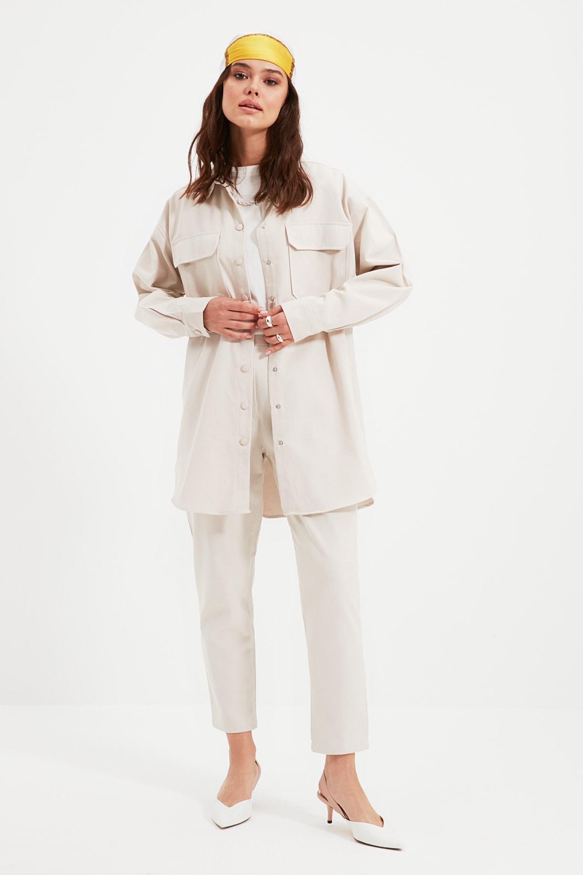 Beige Relaxed Long Co-Ord Set, , large image number 0