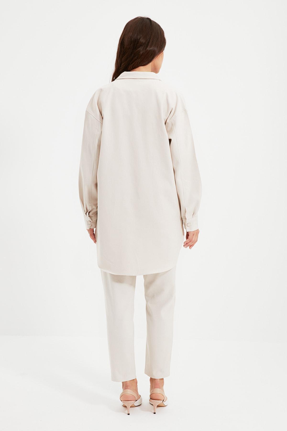 Beige Relaxed Long Co-Ord Set, , large image number 4