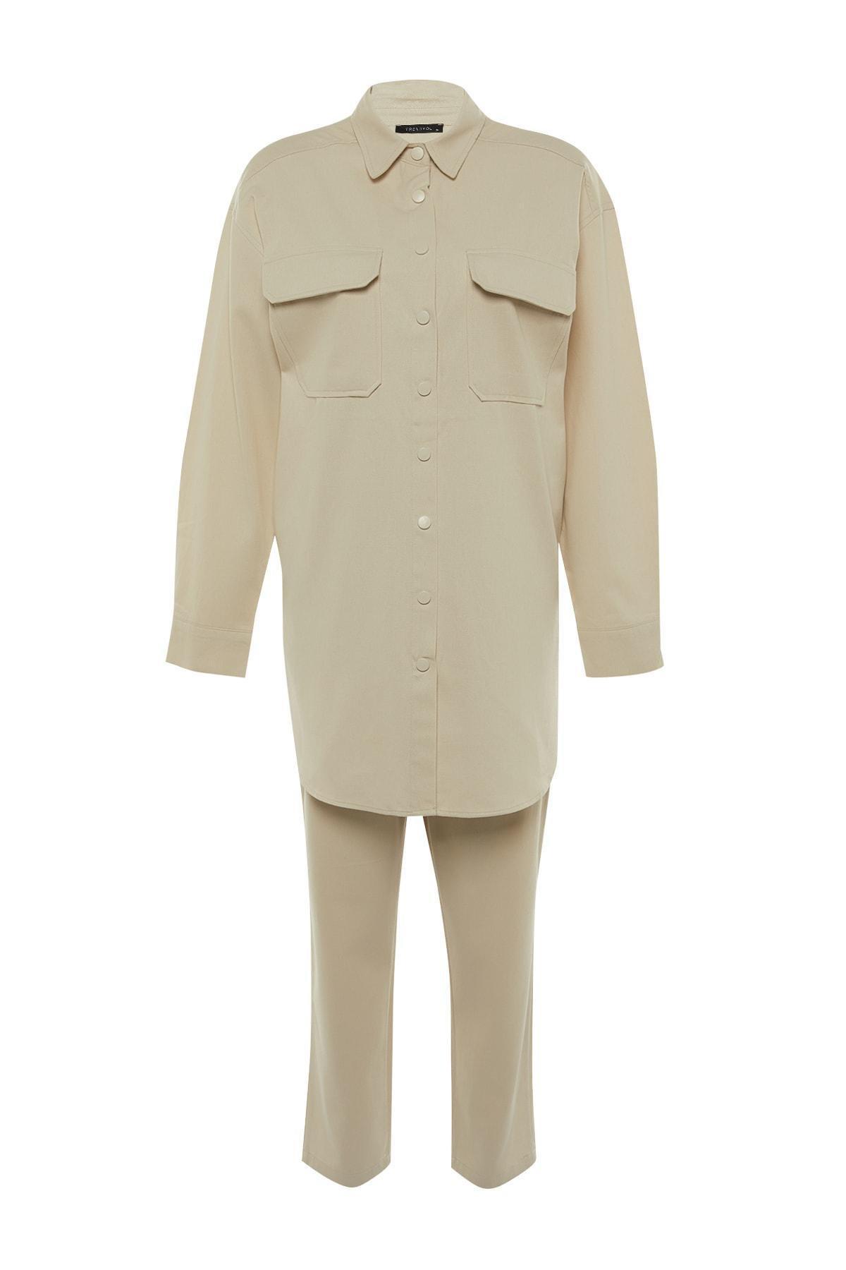 Beige Relaxed Long Co-Ord Set, , large image number 5