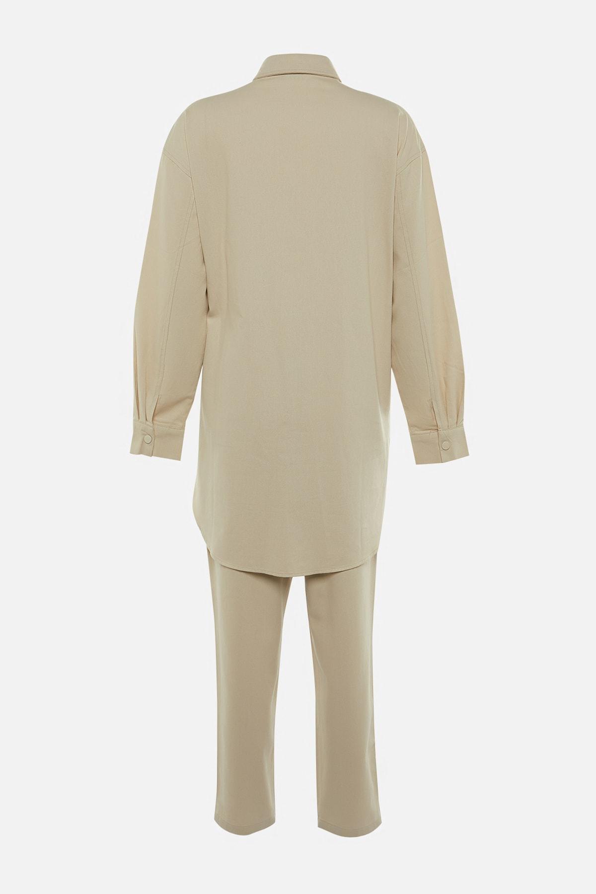 Beige Relaxed Long Co-Ord Set, , large image number 7
