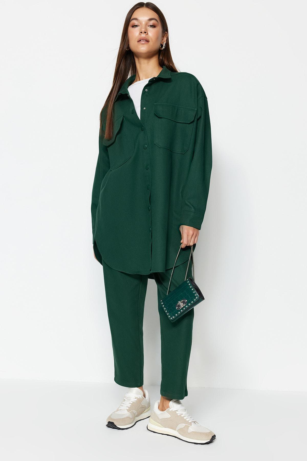 Green Pocket Detailed Snap Close Co-Ord Set, , large image number 1