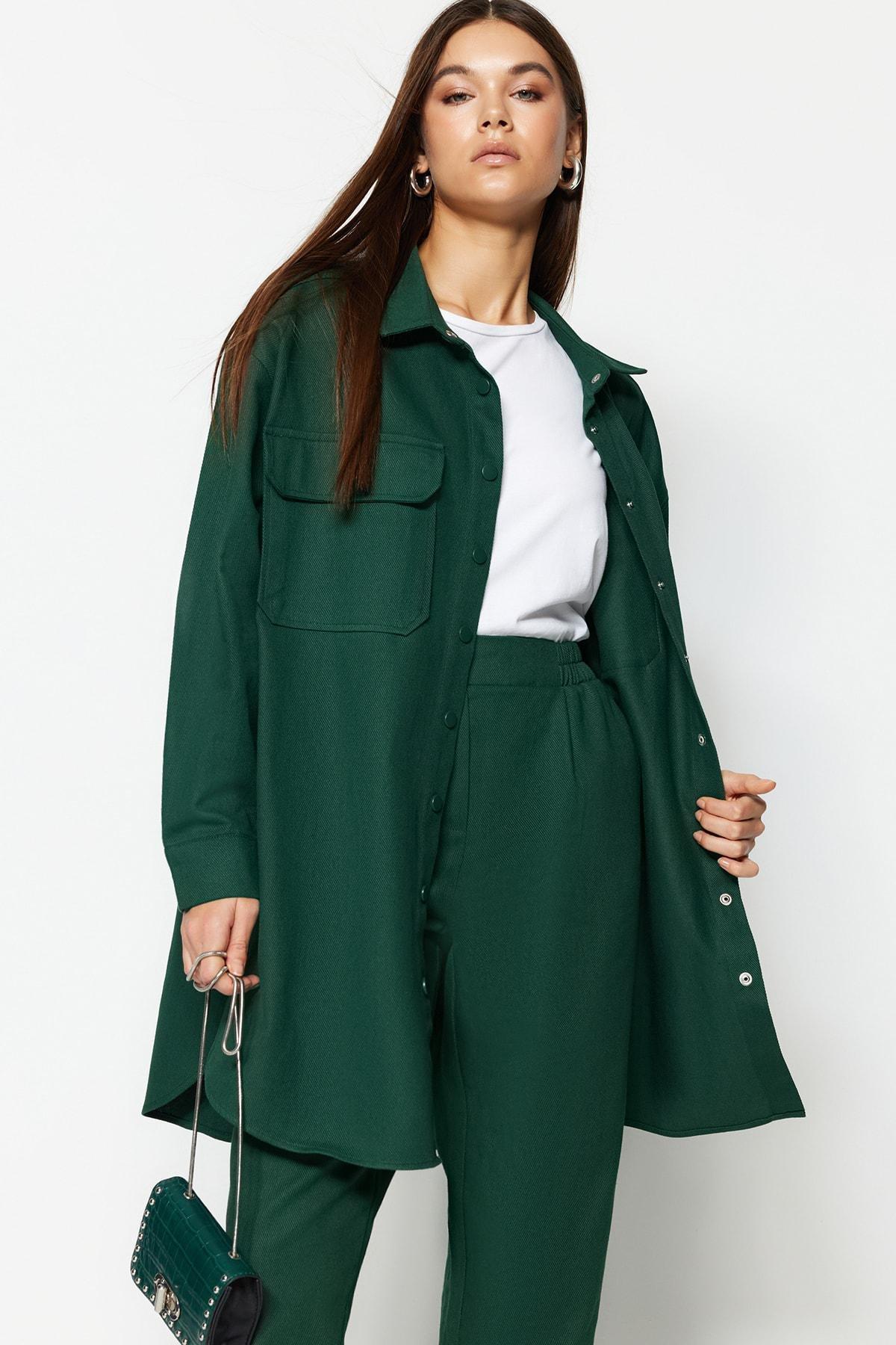 Green Pocket Detailed Snap Close Co-Ord Set, , large image number 2