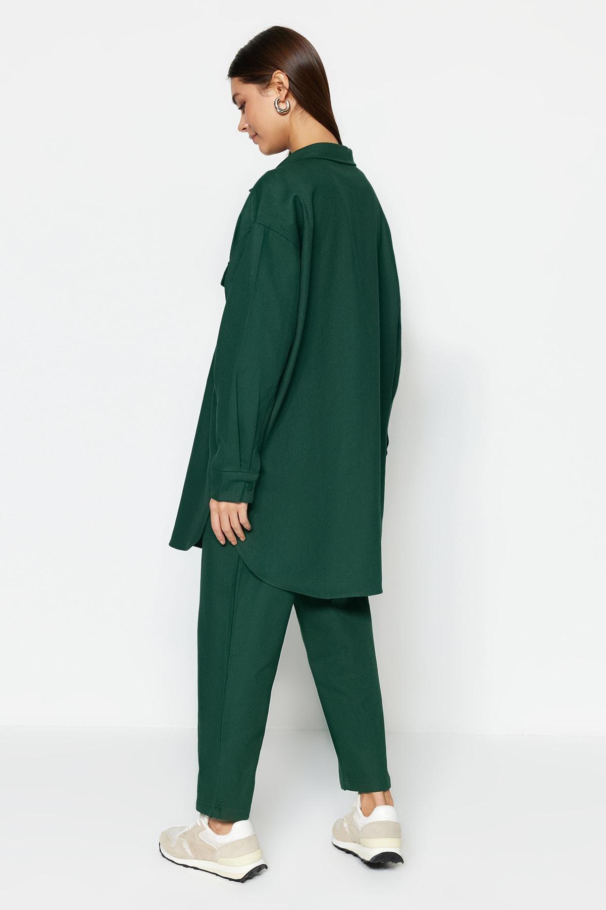 Green Pocket Detailed Snap Close Co-Ord Set, , large image number 4