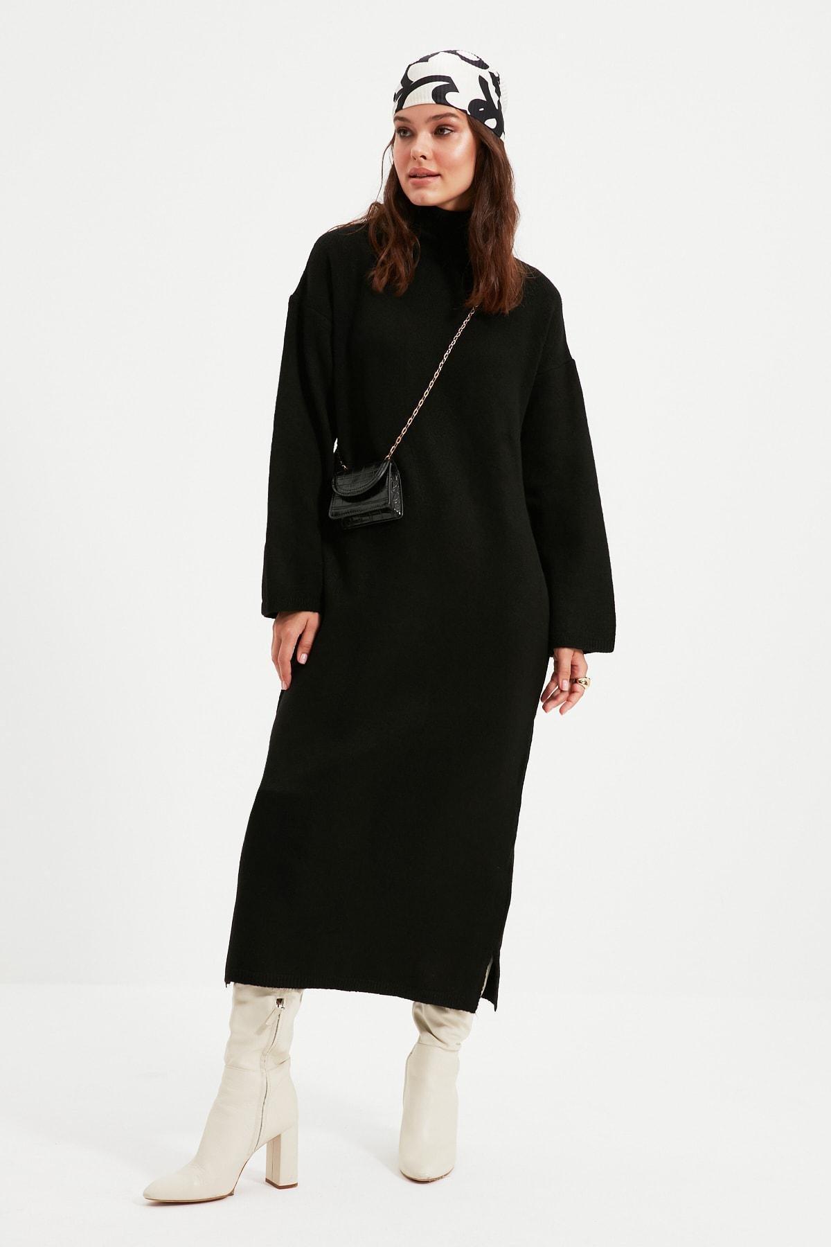 Black Shirt Turtleneck Dress, , large image number 3