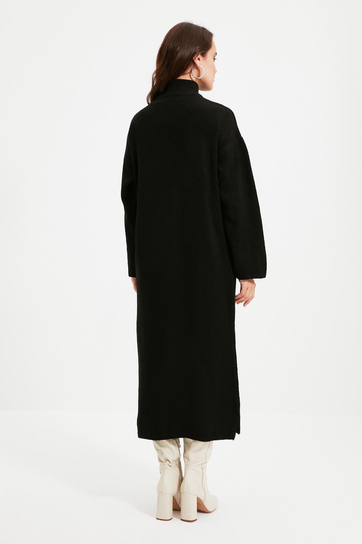 Black Shirt Turtleneck Dress, , large image number 4