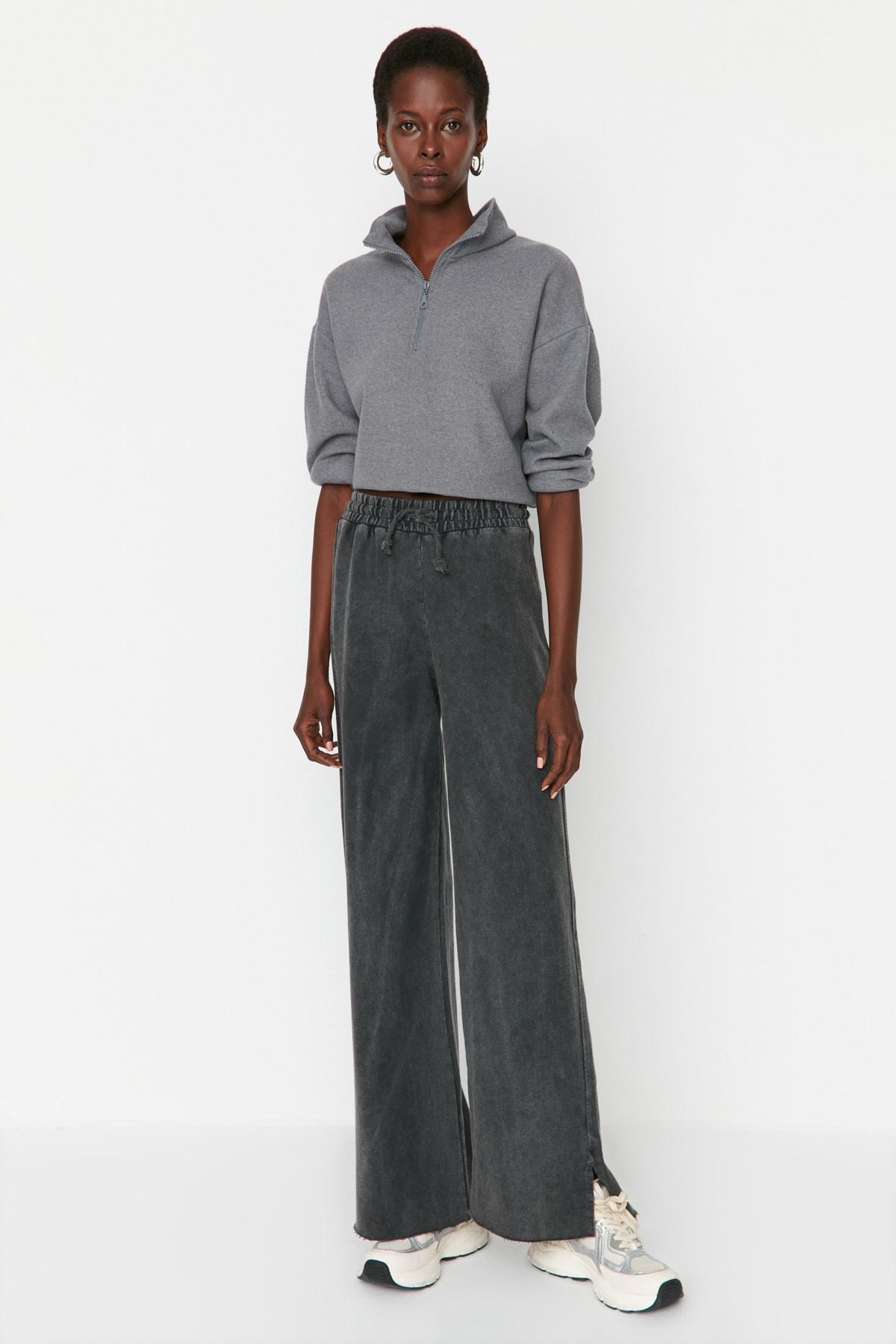 Grey Bootcut High Waist Sweatpants, C101_6999, large image number 0