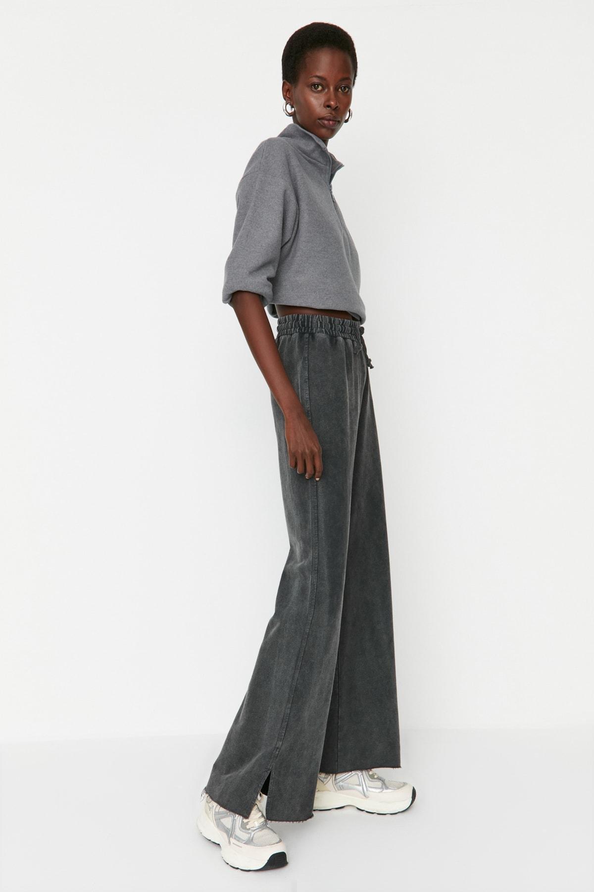 Grey Bootcut High Waist Sweatpants, C101_6999, large image number 1
