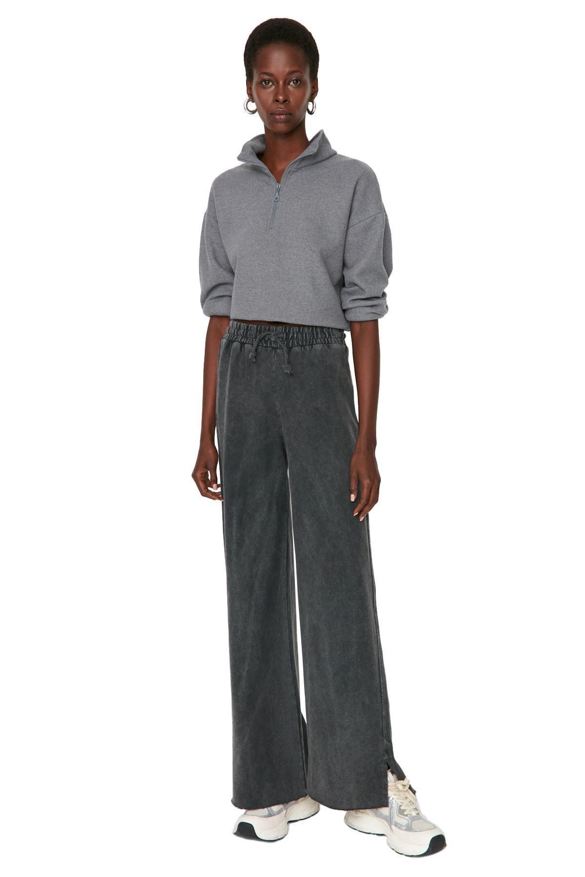 Grey Bootcut High Waist Sweatpants, C101_6999, large image number 2
