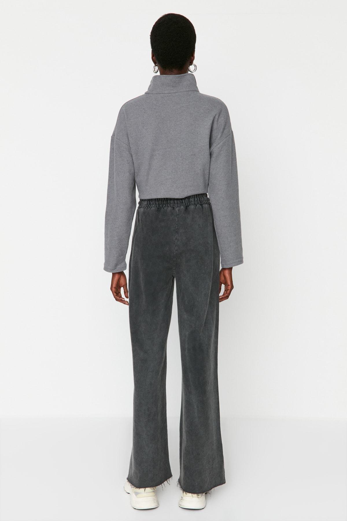 Grey Bootcut High Waist Sweatpants, C101_6999, large image number 4