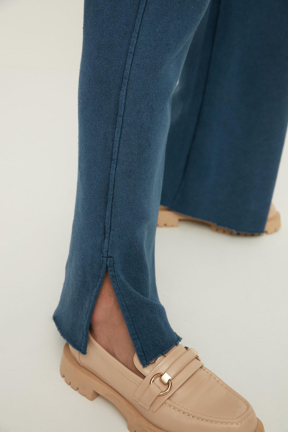 Navy Wide Leg Sweatpants, Dark blue, medium