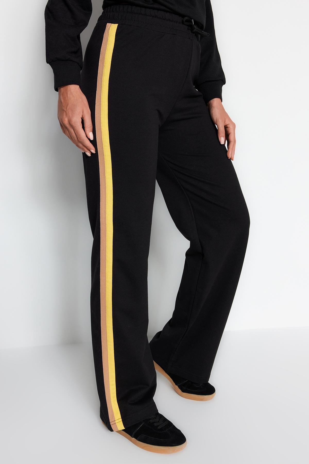 Black Straight High Waist Sweatpants, , large image number 4