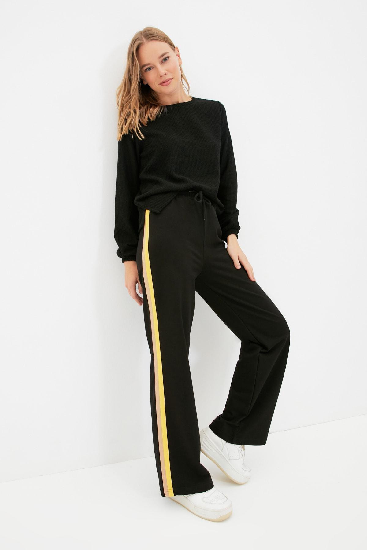 Black Straight High Waist Sweatpants, , large image number 5
