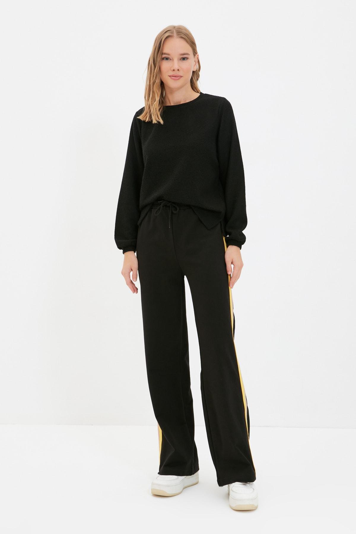 Black Straight High Waist Sweatpants, , large image number 6