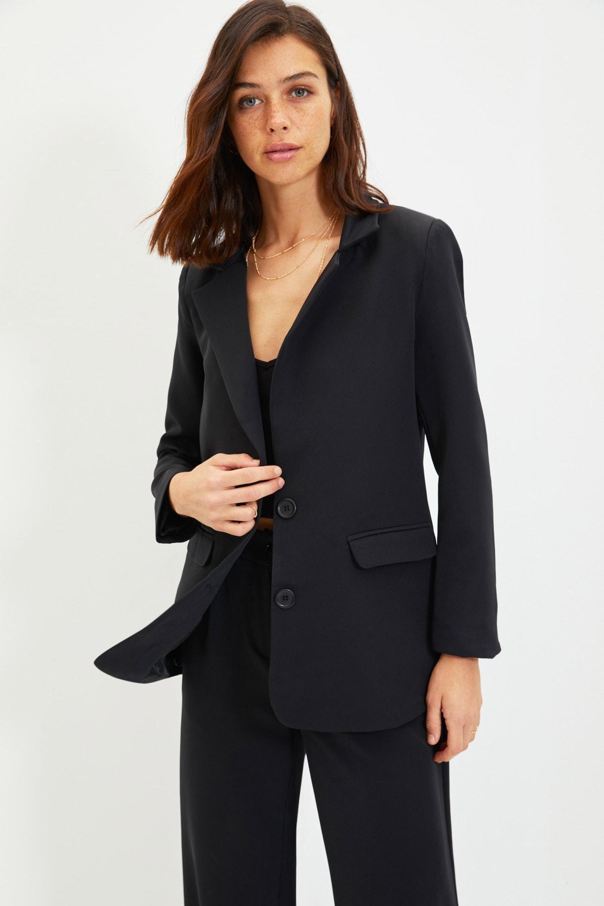 Black Lapel Collar Blazer, , large image number 2