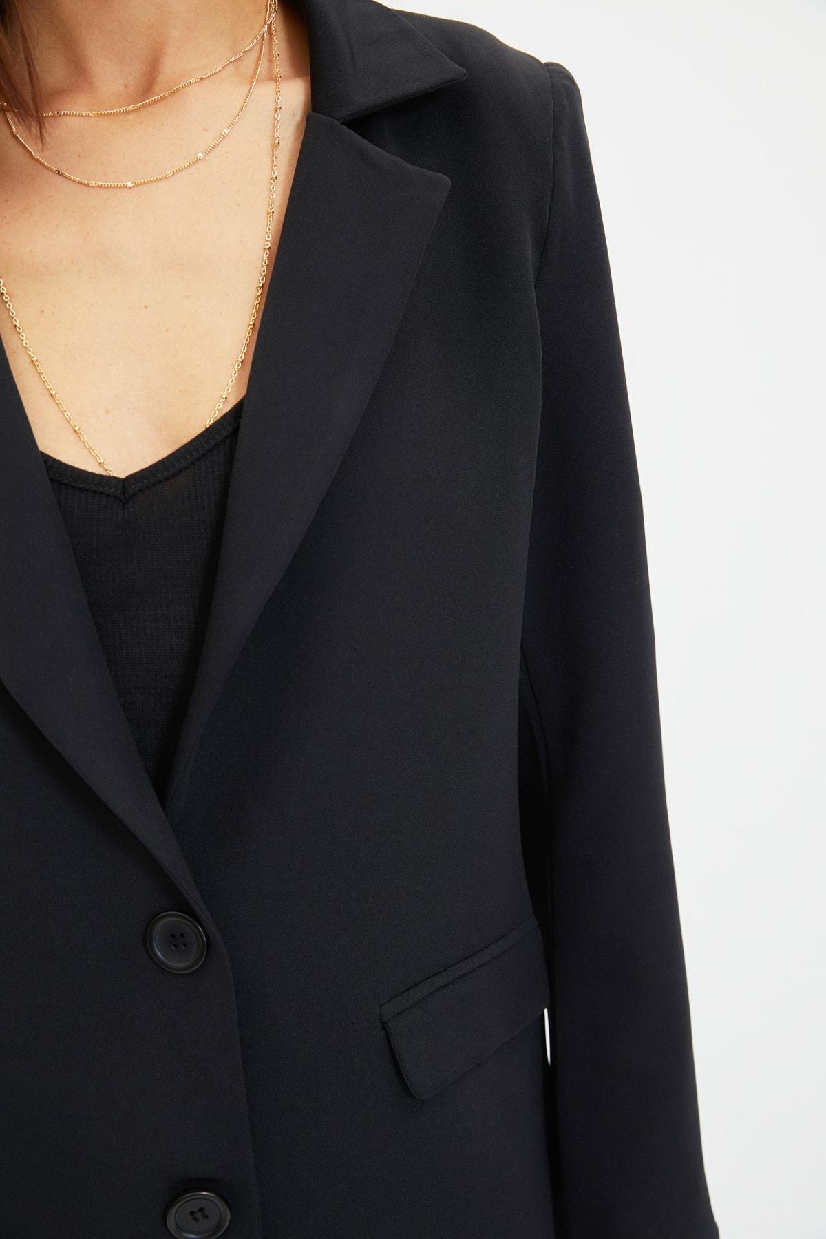 Black Lapel Collar Blazer, , large image number 3