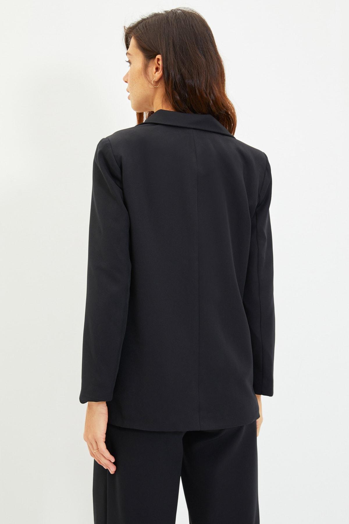 Black Lapel Collar Blazer, , large image number 4