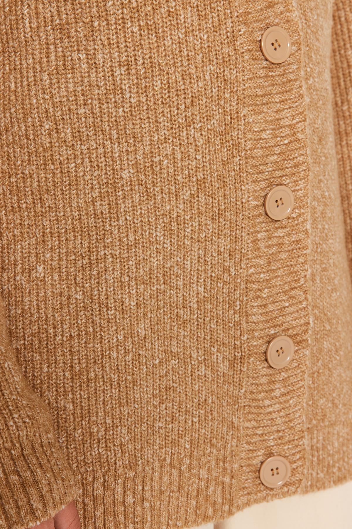 Beige V-Neck Cardigan, , large image number 6