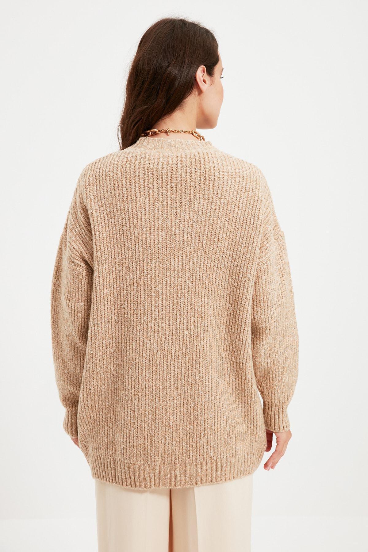 Beige V-Neck Cardigan, , large image number 7