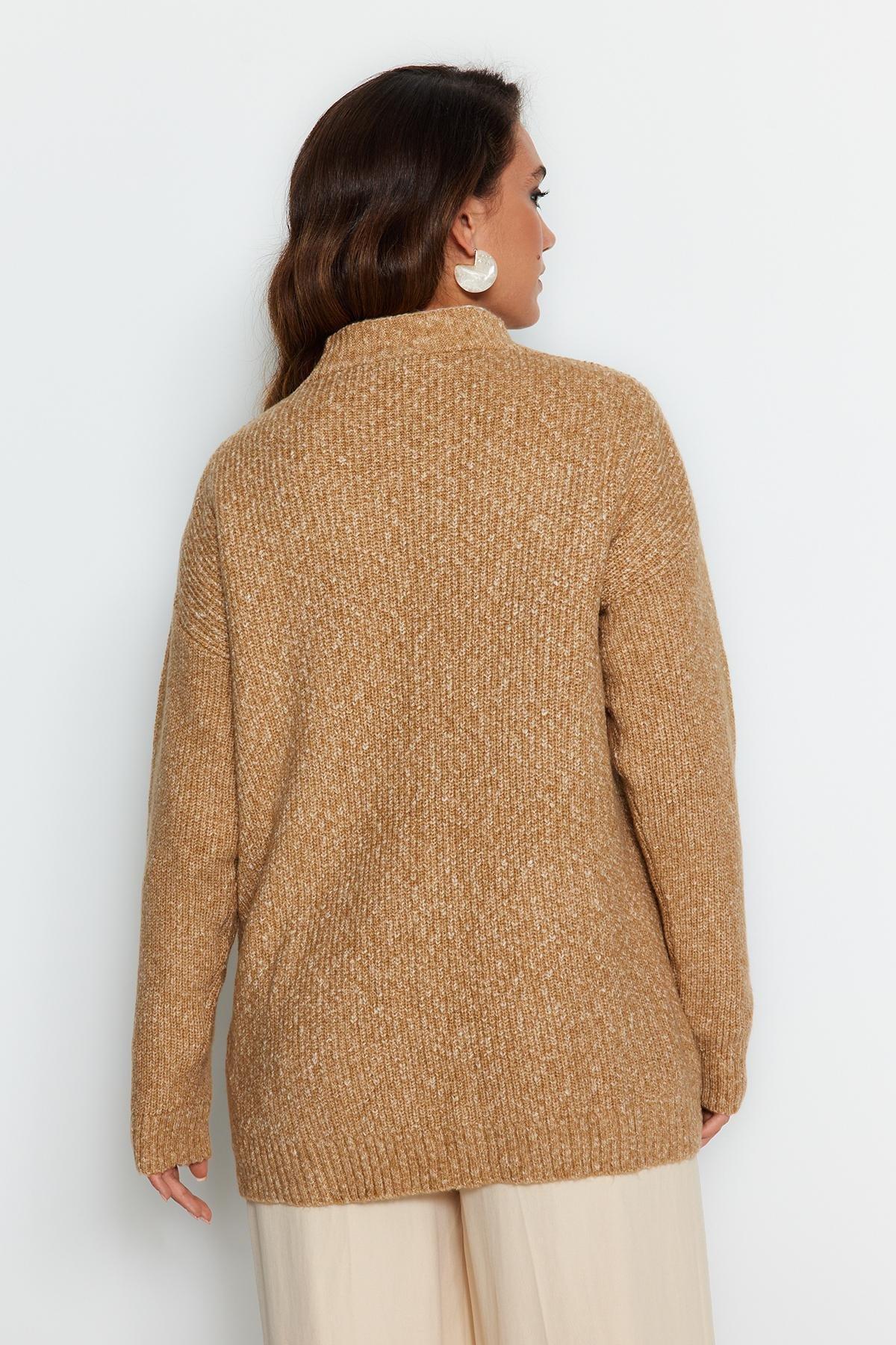 Beige V-Neck Cardigan, , large image number 8