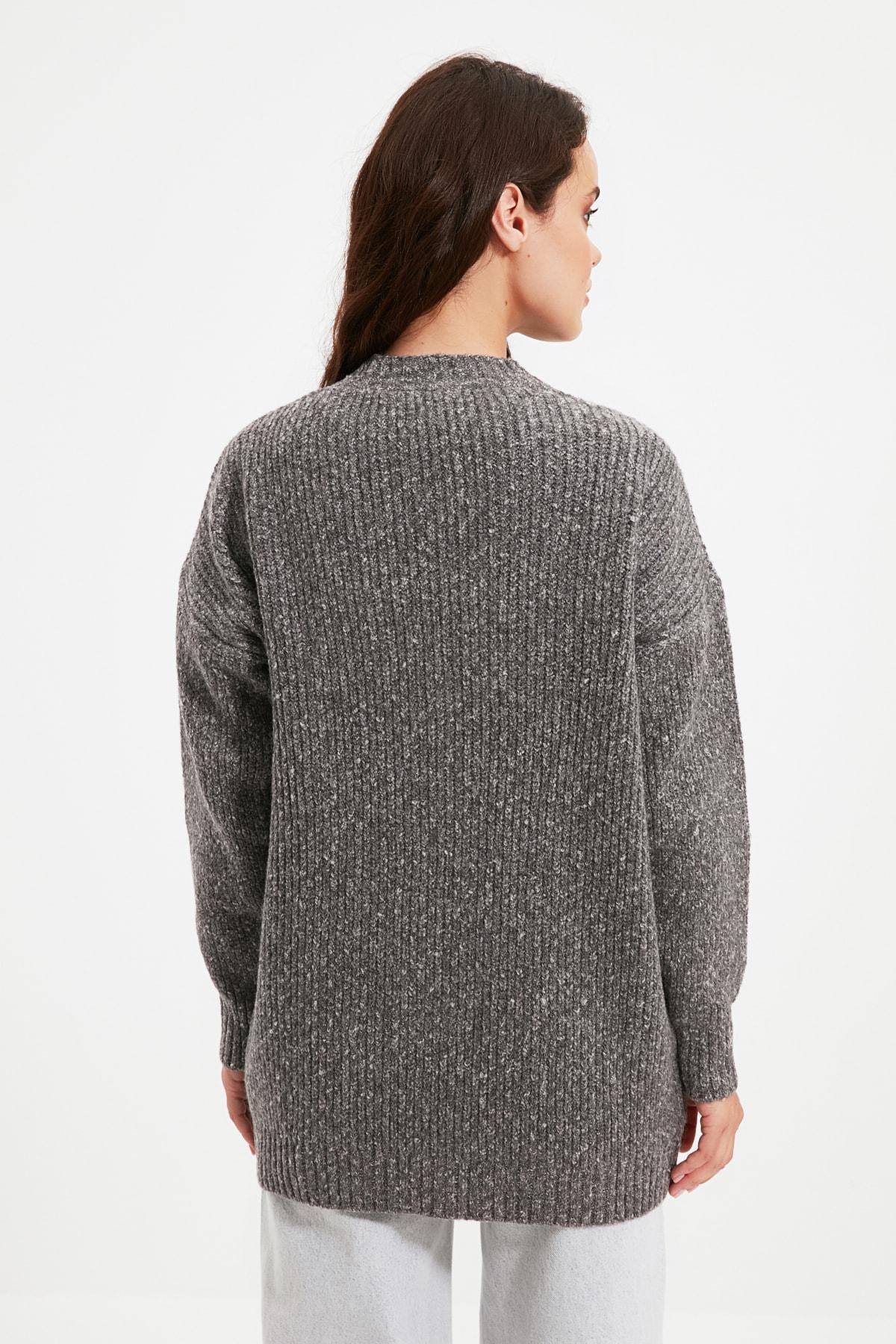 Grey V-Neck Cardigan, , large image number 3