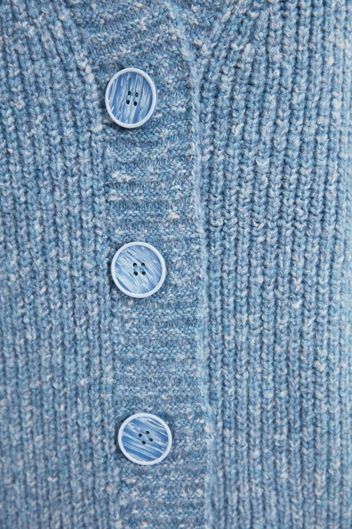 Trendyol - Blue V Neck Cardigan