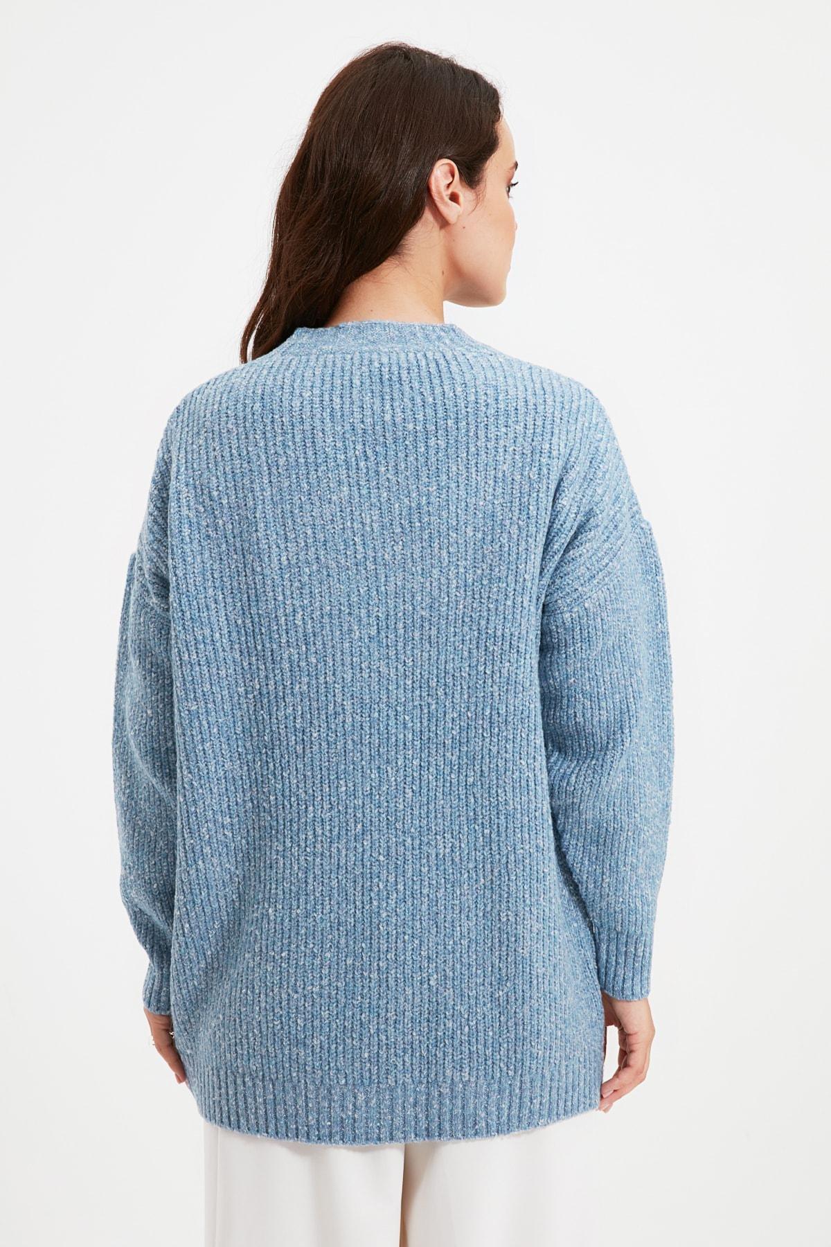 Trendyol - Blue V Neck Cardigan