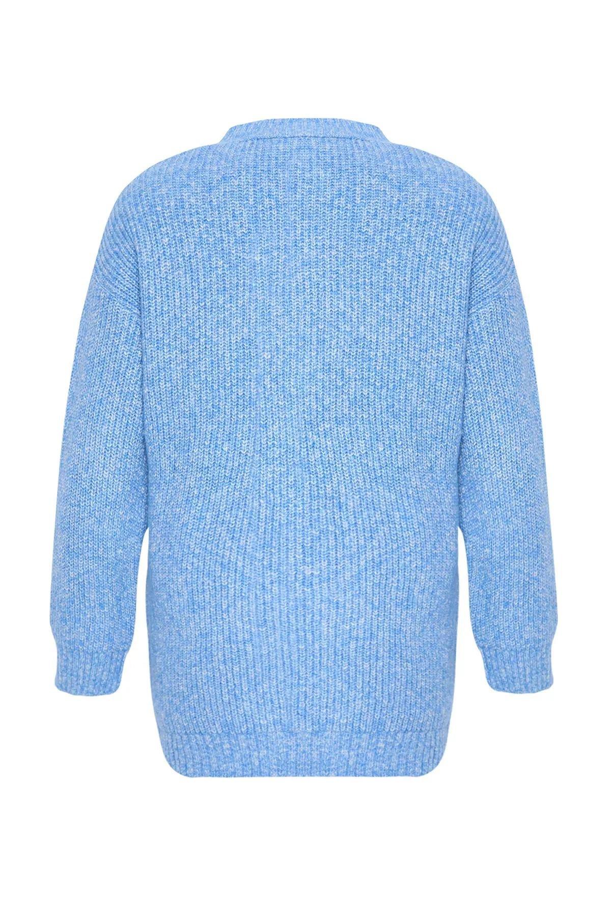 Blue V-Neck Cardigan, , large image number 5