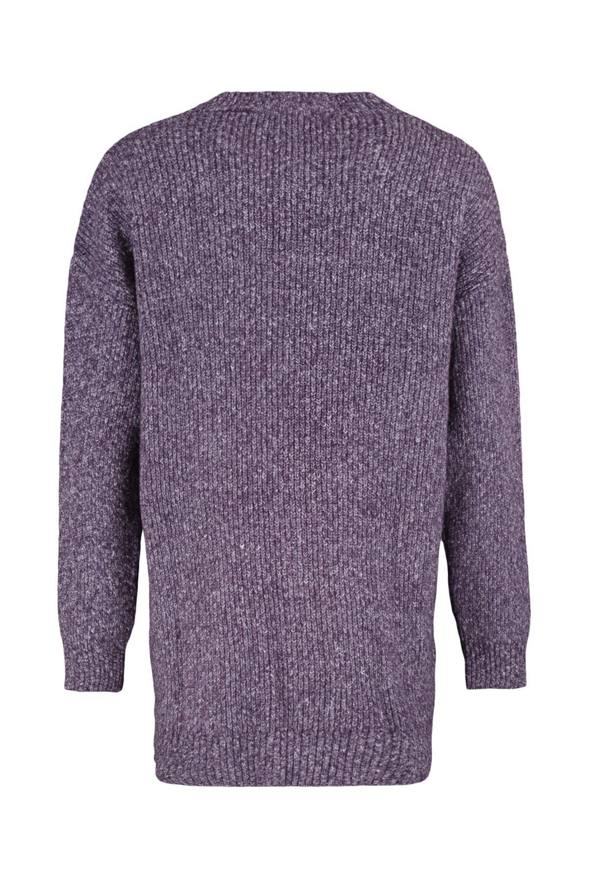 Purple Buttons V-Neck Knitwear Cardigan, , large image number 7