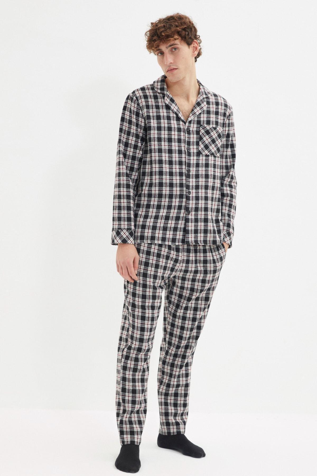 Black Plaid Pajama Set, , large image number 0