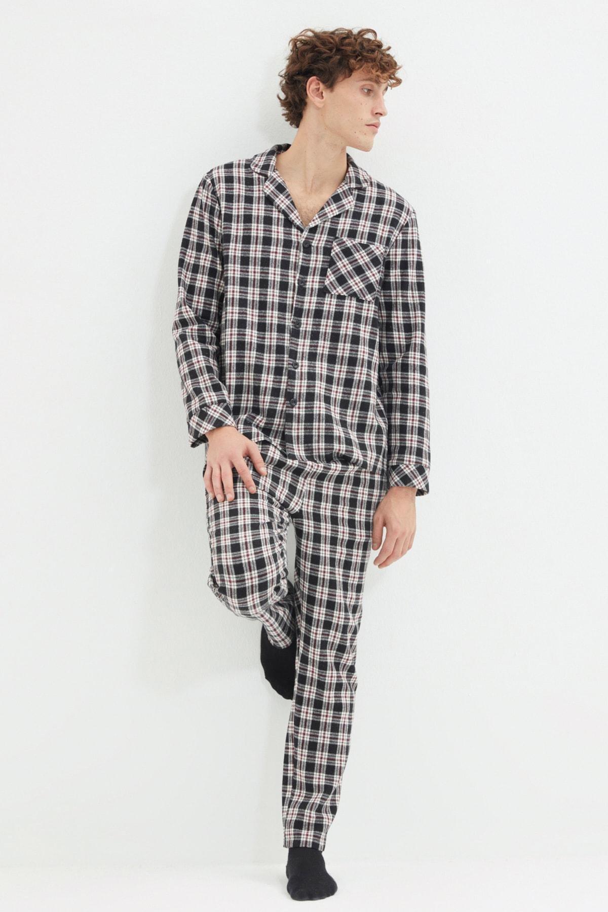 Black Plaid Pajama Set, , large image number 1