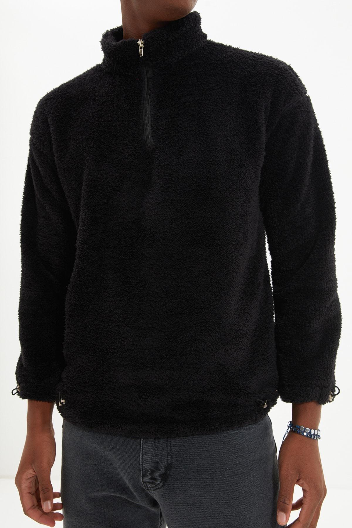 Black Standing Collar Sweatshirt, , large image number 3